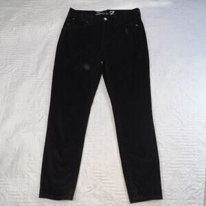 Seven7 Pants Womens Size 14 Black Velvet Tummyless High Rise Skinny Stretch